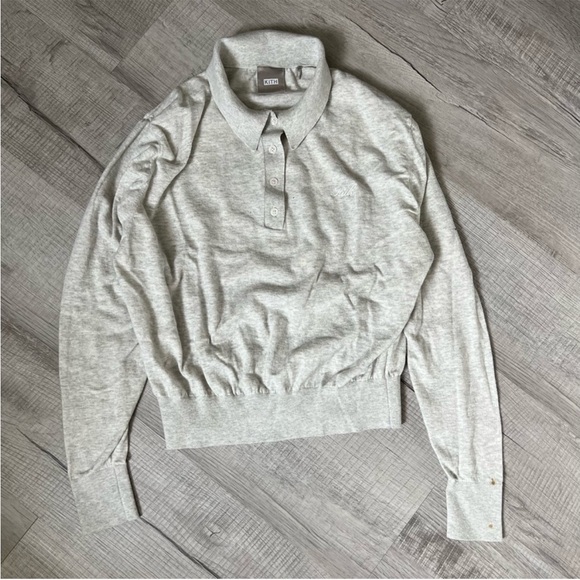 KITH Cashmere Long Sleeve Polo Sweater Gray Size Medium - Picture 1 of 10